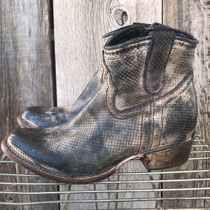 Corral Boots Distressed Look Perforated Leather Western Cowgirl Booties, 6 1/2